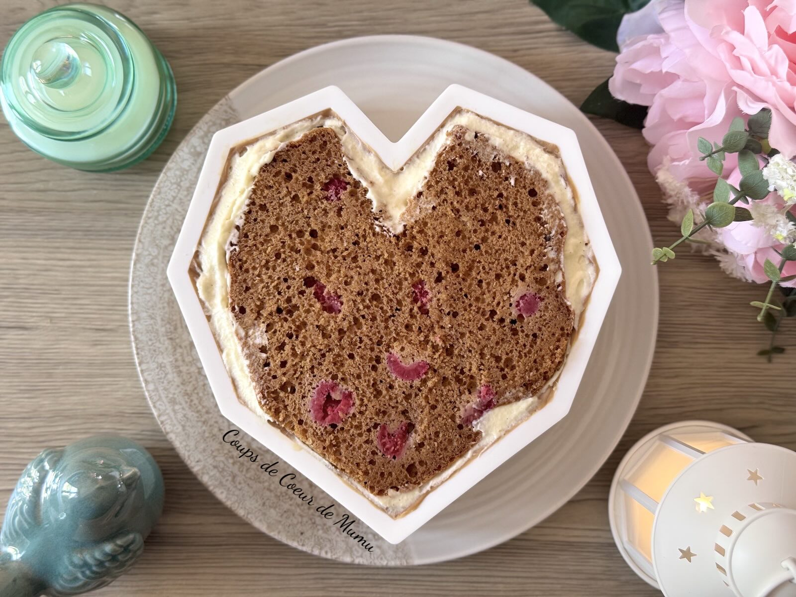 Entremet Vanille Framboises et Amandes avec Moule Coeur Diamant ScrapCooking