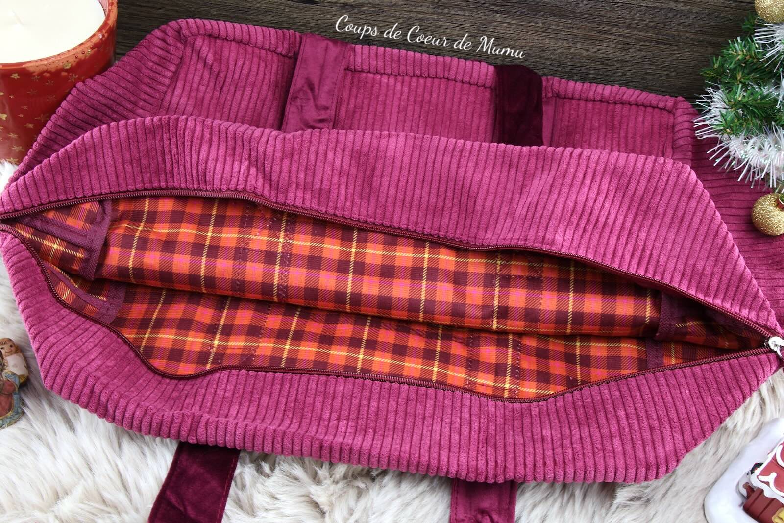 Sac 48h en Velours Côtelé Cranberry