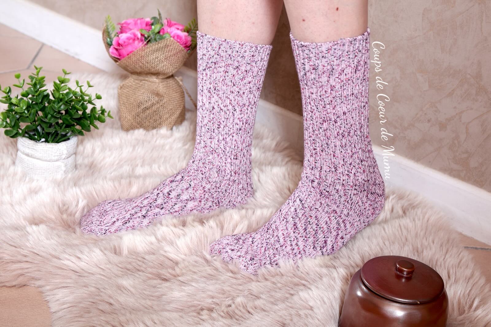 Accepter - Les chaussettes mauves en coton chiné