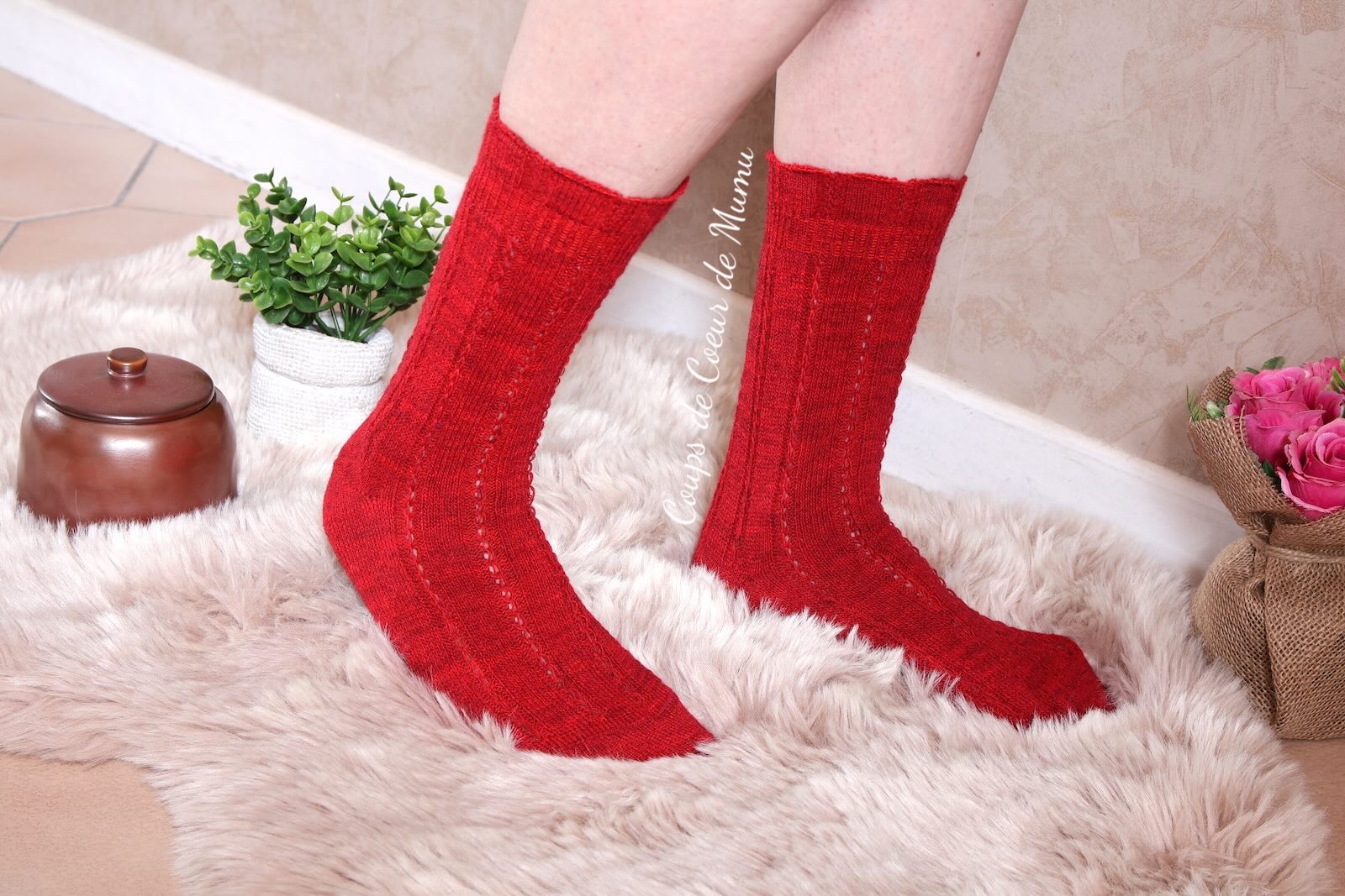 Faire - Les chaussettes rouges en laine mérinos